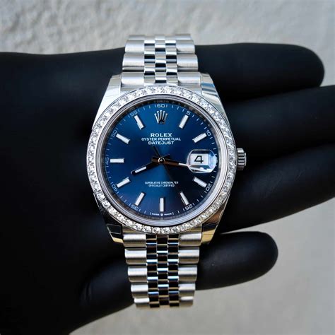 rolex oyster perpetual datejust blue face|Datejust 41 blue diamond dial.